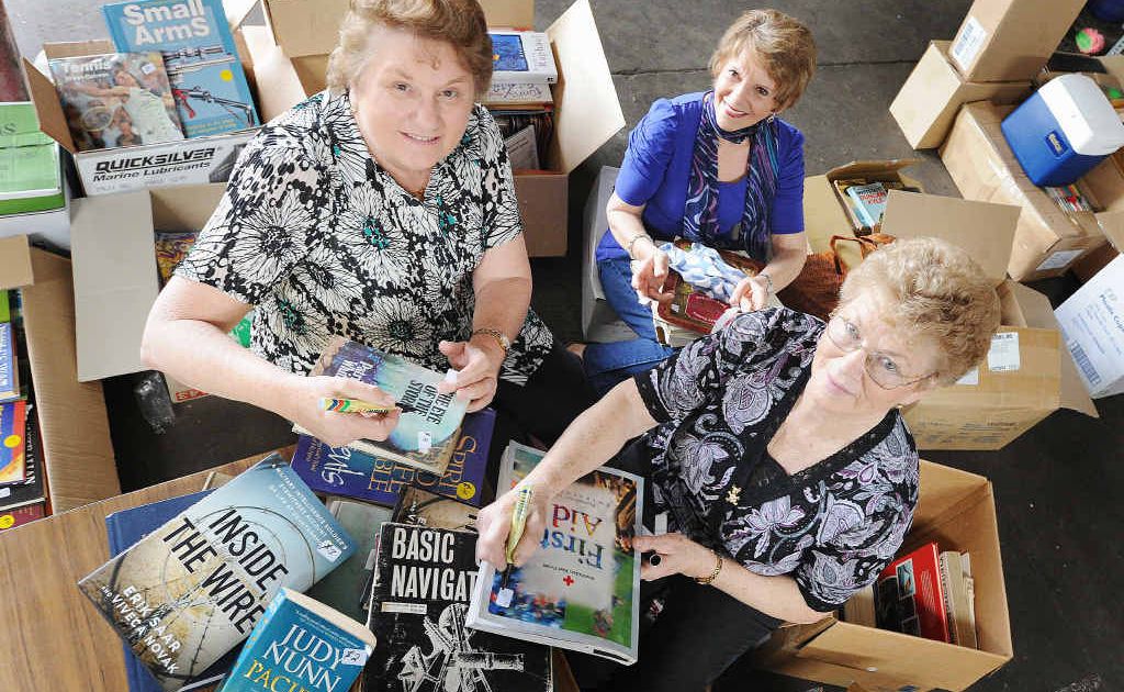 Pam Casey, Andrea Stevenson and Val Harvey from Quota, price and sort books for the book fest. Pam Casey, Andrea Stevenson and Val Harvey from Quota, price and sort books for the book fest.